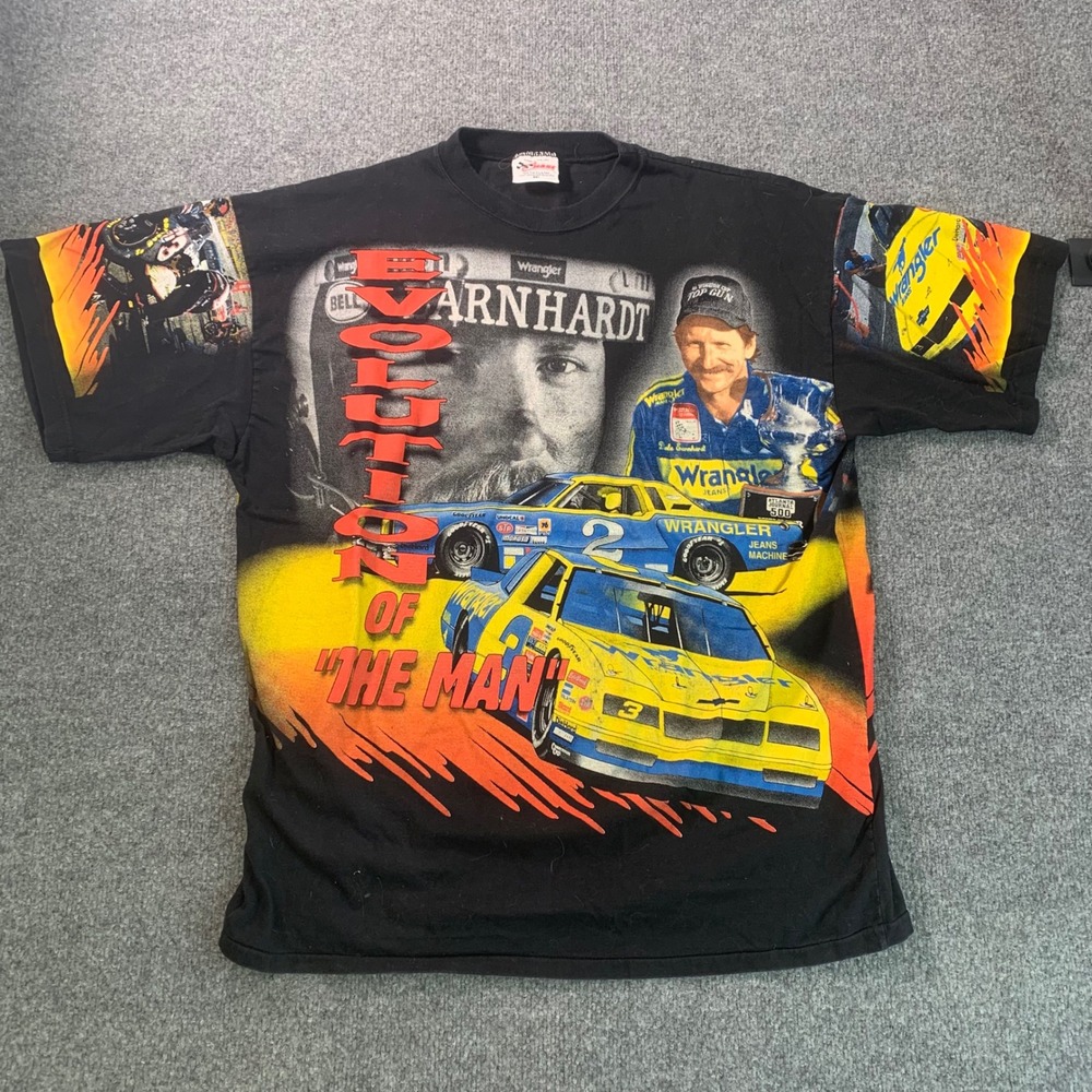 Vintage 90s Black Dale Earnhardt Shirt Chase NASCAR XXL AOP All Over Print